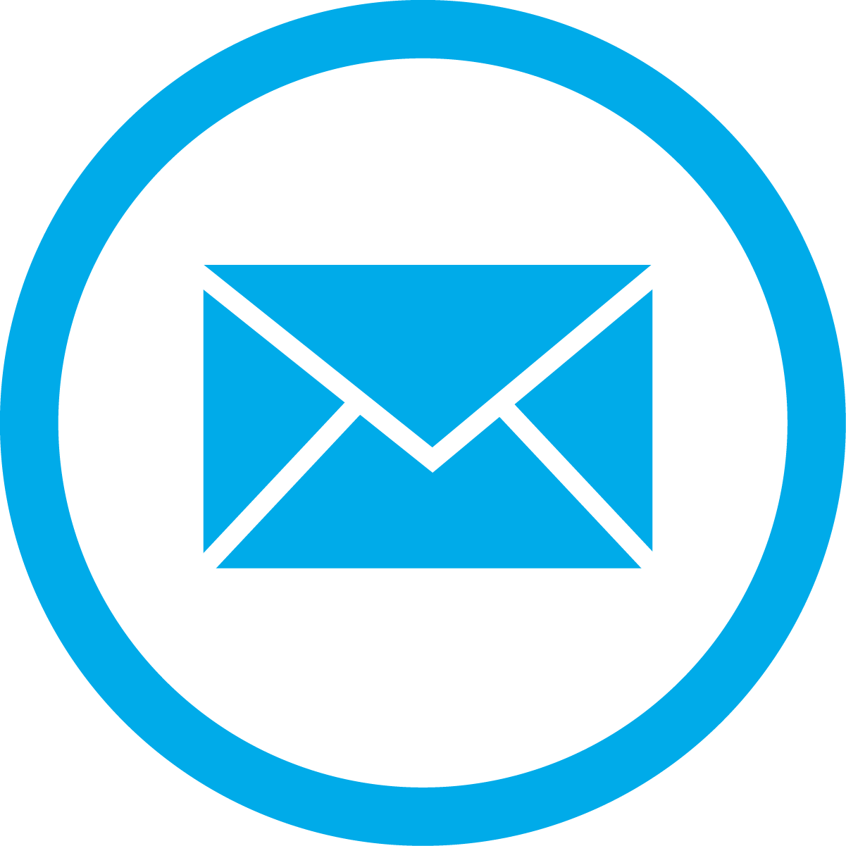 white enclosed envelope in a blue circle logo format