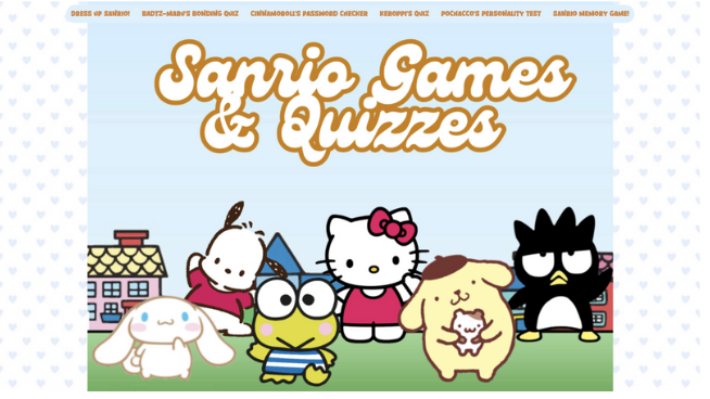 Sanrio Games and Quizzes website